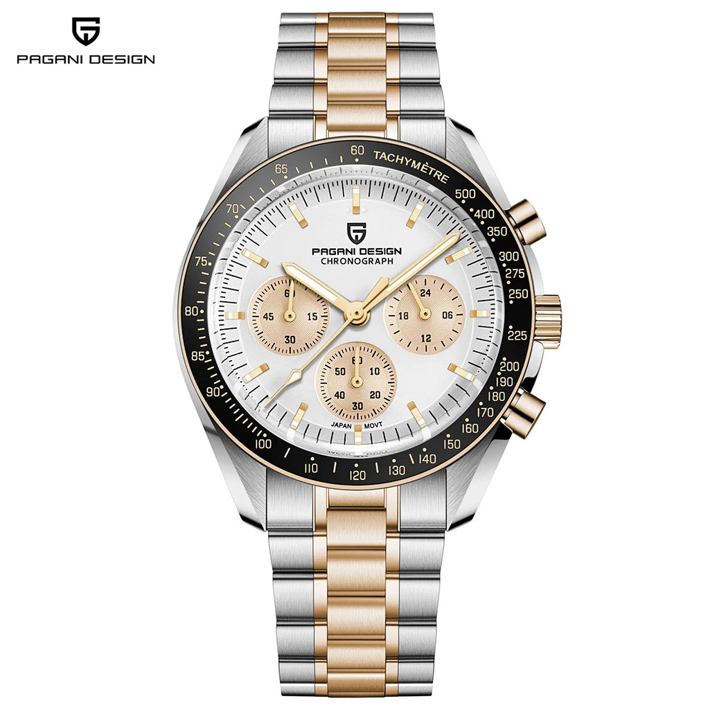 PAGANI DESIGN PD1701 Men's Quartz Watches 40mm New full Stainless Steel Waterproof Sports Chronometer Wrist Watch Sapphire Dial Glass