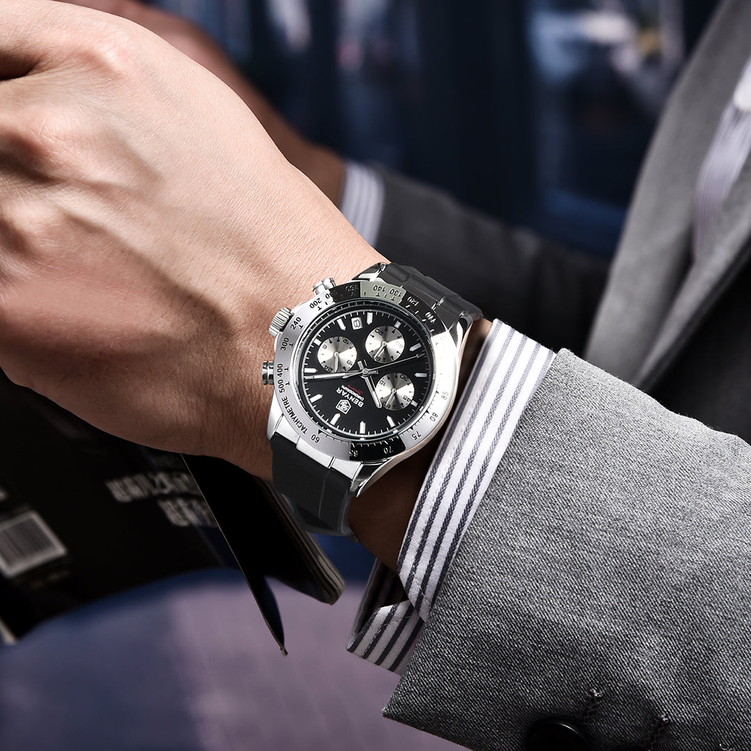 BENYAR BY 5192 Watch Men Sport Quartz Male Chronograph Calendar Top Brand Luxury 40MM Clock Blue Rubber Military Business Wristwatch New
