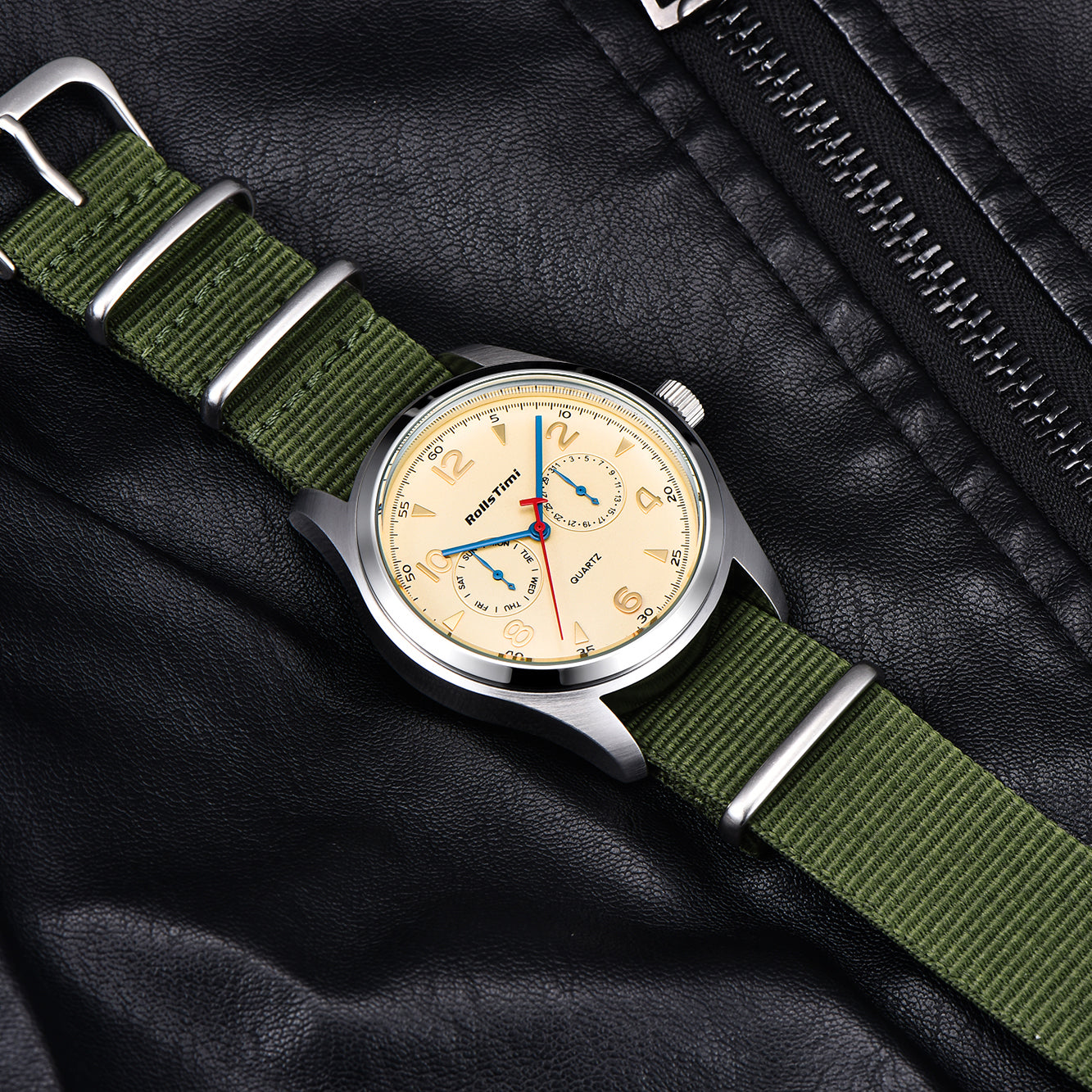 RollsTimi RT7903 Classic Quartz Men's Watches Fashion Sports Wristwatch with Nylon Watchband