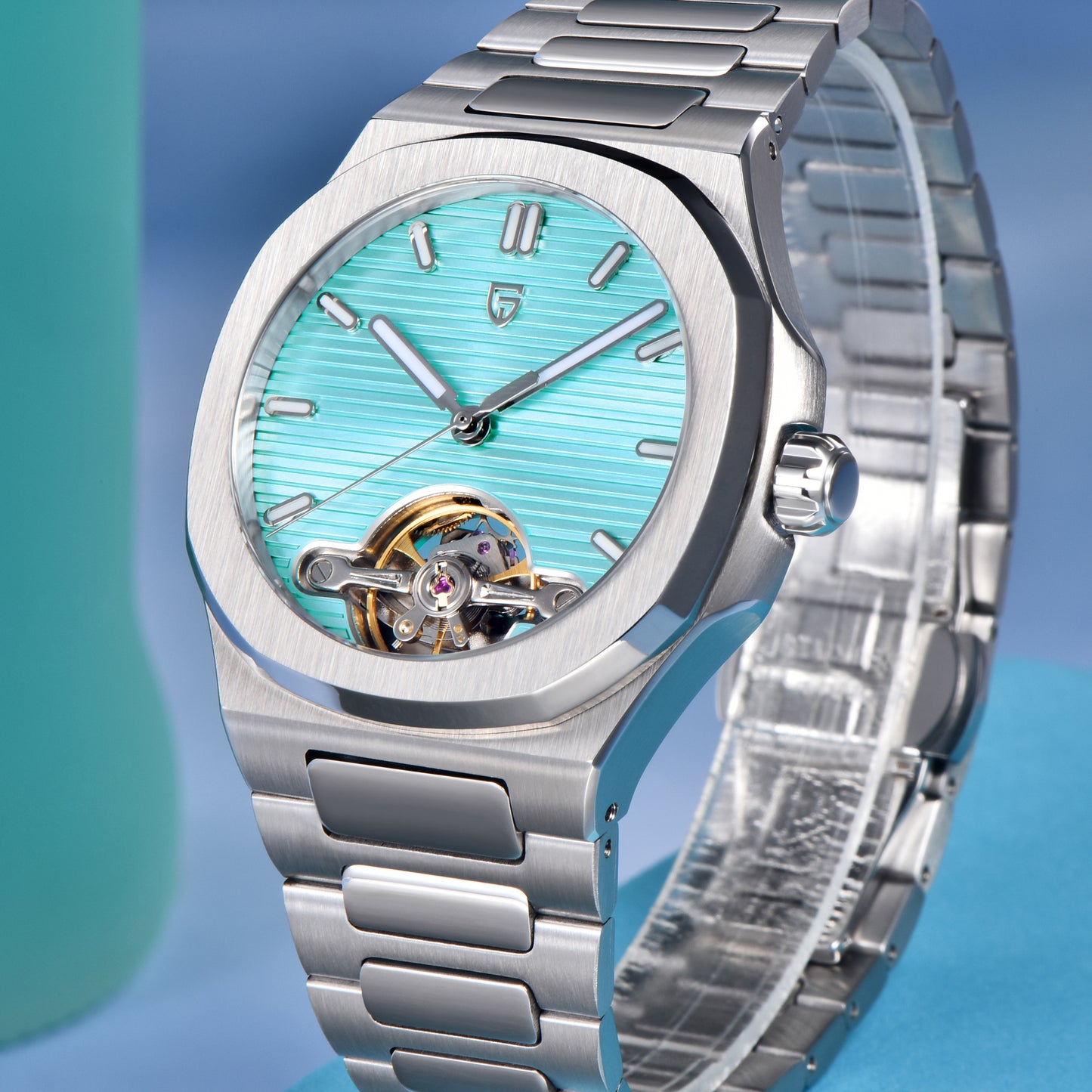 PAGANI DESIGN PD-YS025 New Automatic Men's Watch Full Stainless Steel Mechanical Wrist Watch for Men, Sapphire Dial Glass, Business Wristwatch with Balance Wheel