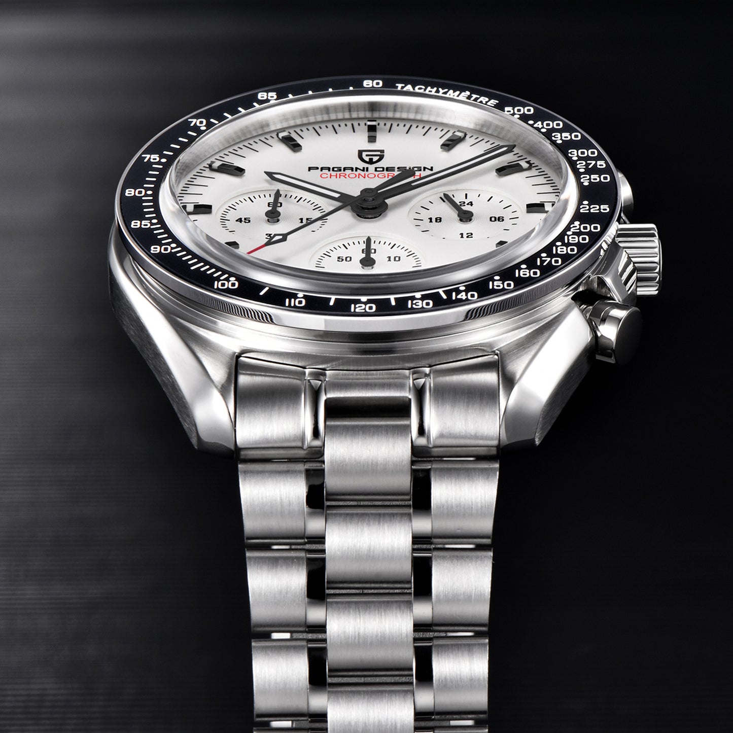PAGANI DESIGN PD-1701 Men's Quartz Watches Stainless Steel Chronograph Wristwatch with Pepsi Bezel
