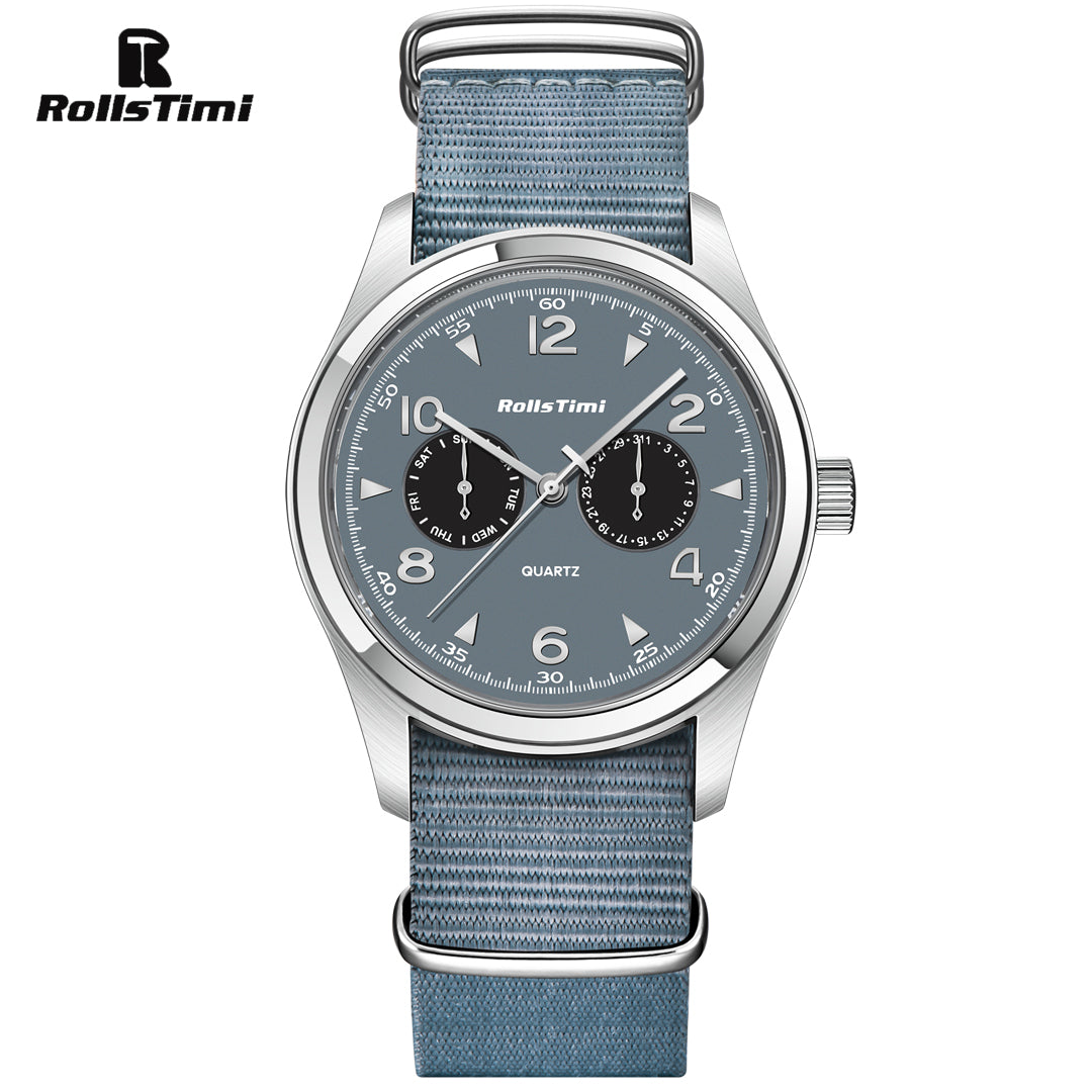 RollsTimi RT7903 Classic Quartz Men's Watches Fashion Sports Wristwatch with Nylon Watchband