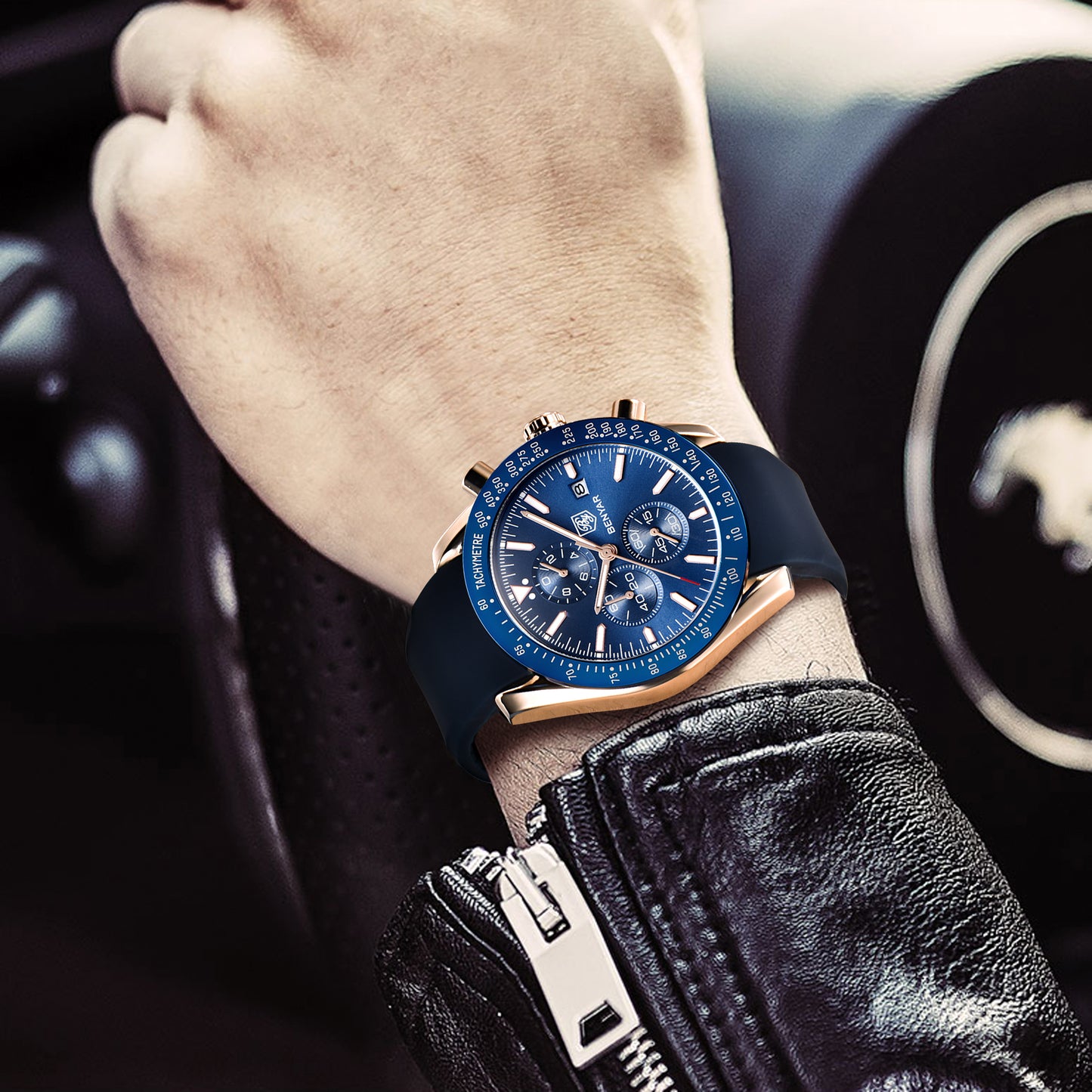 BENYAR BY-5140 New Men’s Quartz watches Chronograph Mens Watches Top Brand Luxury Fashion 45mm Military Watch Men Clock