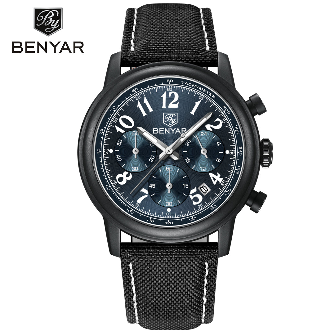 BENYAR BY 5190 Mens Watches Top Brand Luxury Chronograph Sport Quartz Watch 42mm For Men Military Watch Luminous Clock