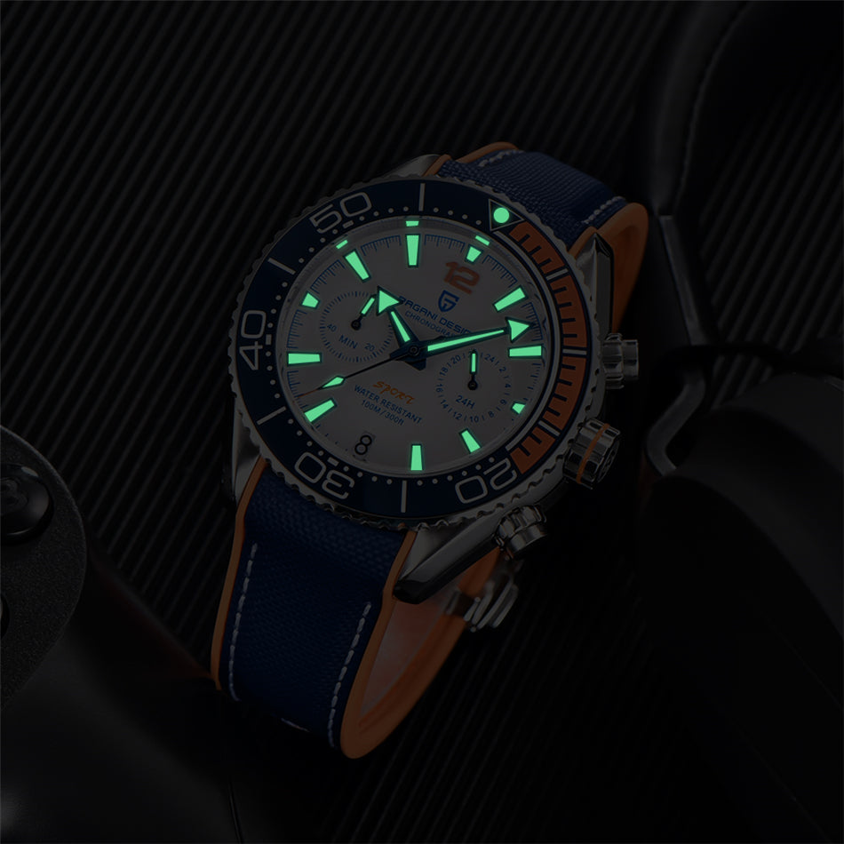PAGANI DESIGN PD 1711 Men's Quartz Watch 42mm Ceramic Ring Waterproof chronograph Watch Sapphire Glass Watch