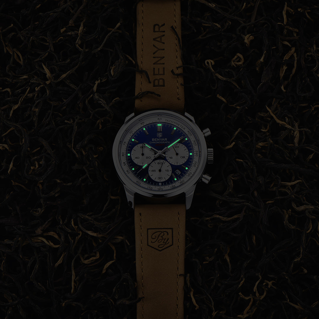 BENYAR BY 5188 Men Watch Chronograph Date Waterproof Sport Genuine Leather 42mm Male Wristwatch Top Brand Luxury Military Man Clock Gift
