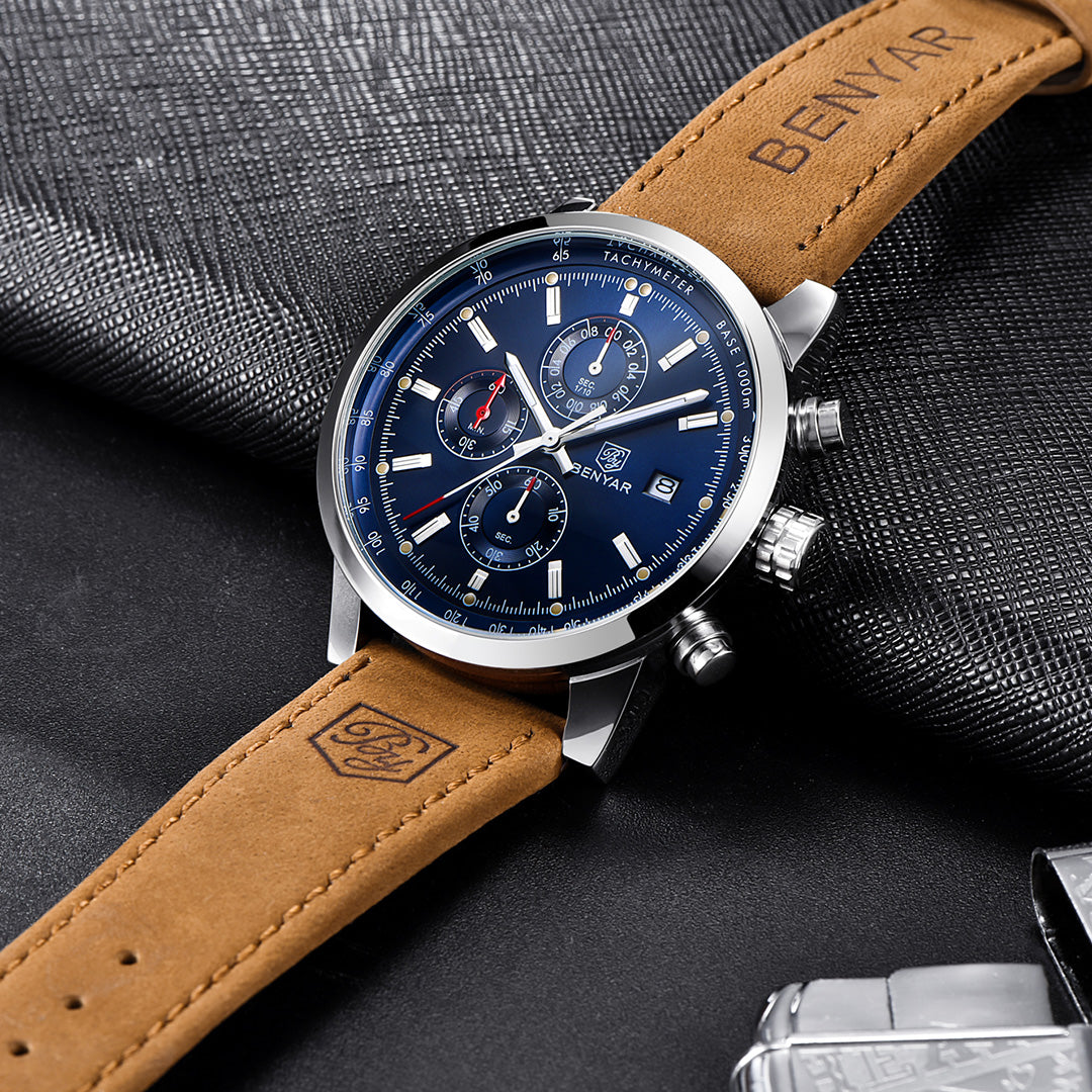 BENYAR BY-5102 Men's Watches Sports Luxury Brand Fashion Chronograph 45MM Multifunction Military Clock