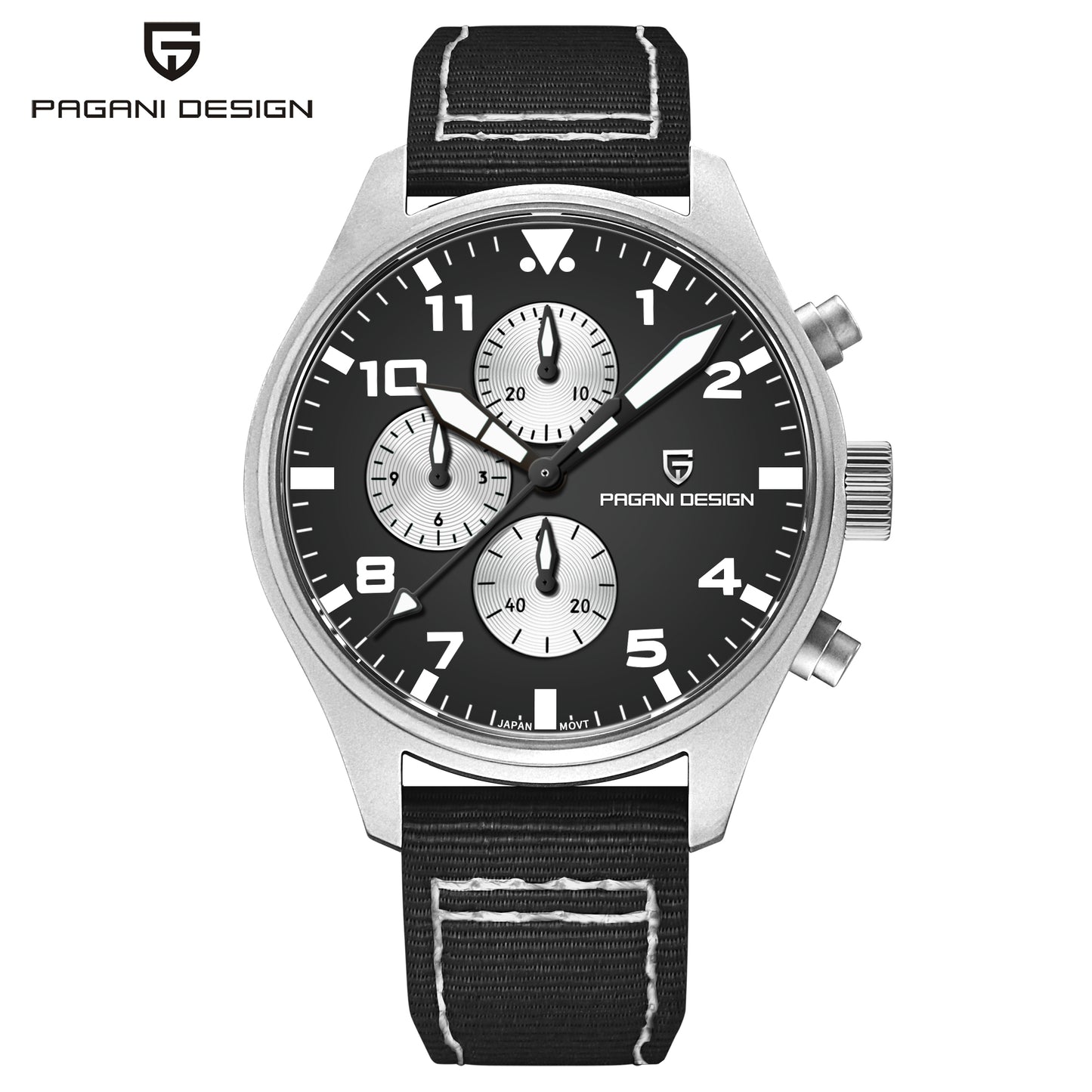 PAGANI DESIGN PD1703 Men's Quartz Watches 42MM Stainless Steel Sports Chronograph Pilot Wrist Watch for Men Waterproof Wristwatch