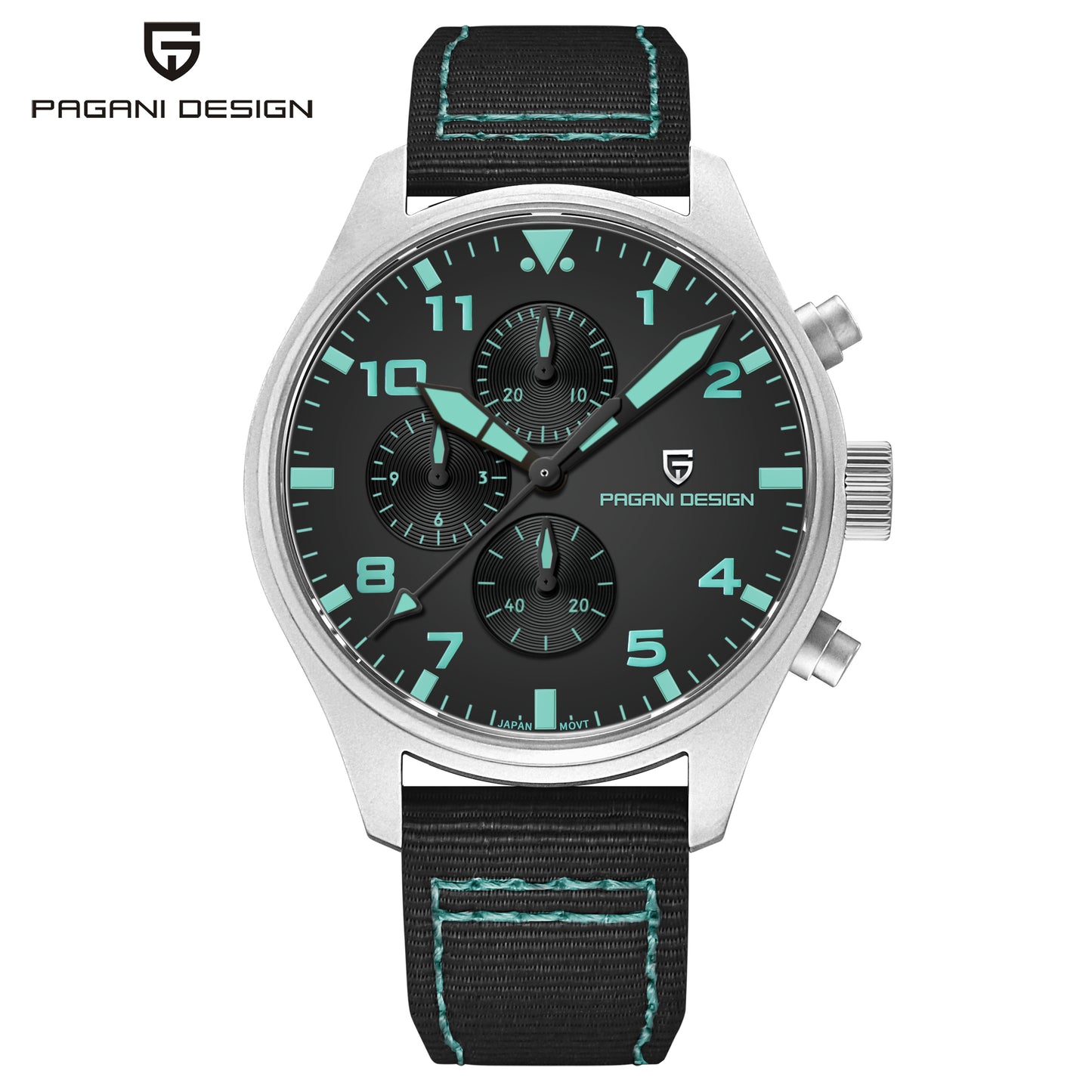 PAGANI DESIGN PD1703 Men's Quartz Watches 42MM Stainless Steel Sports Chronograph Pilot Wrist Watch for Men Waterproof Wristwatch