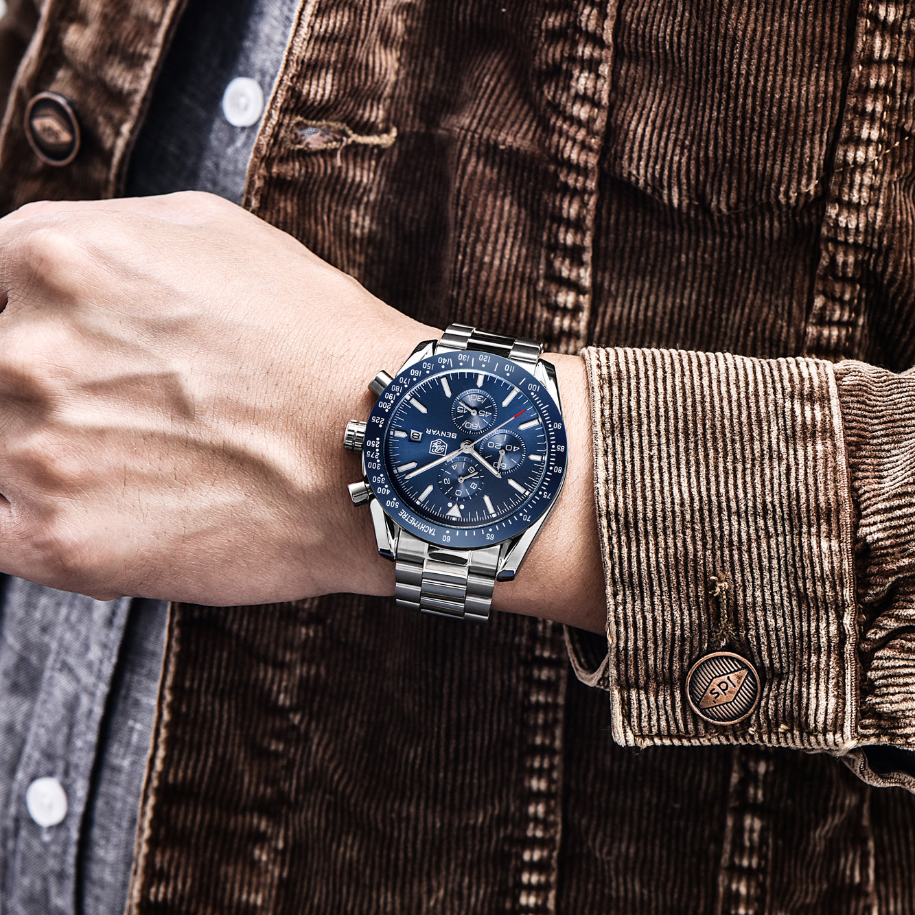 BENYAR BY-5140 New Men’s Quartz watches Chronograph Mens Watches Top Brand Luxury Fashion 45mm Military Watch Men Clock