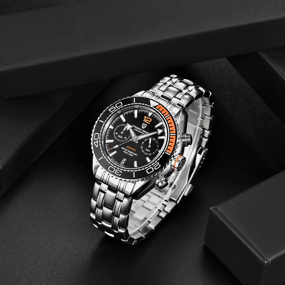 PAGANI DESIGN PD 1711 Men's Quartz Watch 42mm Ceramic Ring Waterproof chronograph Watch Sapphire Glass Watch