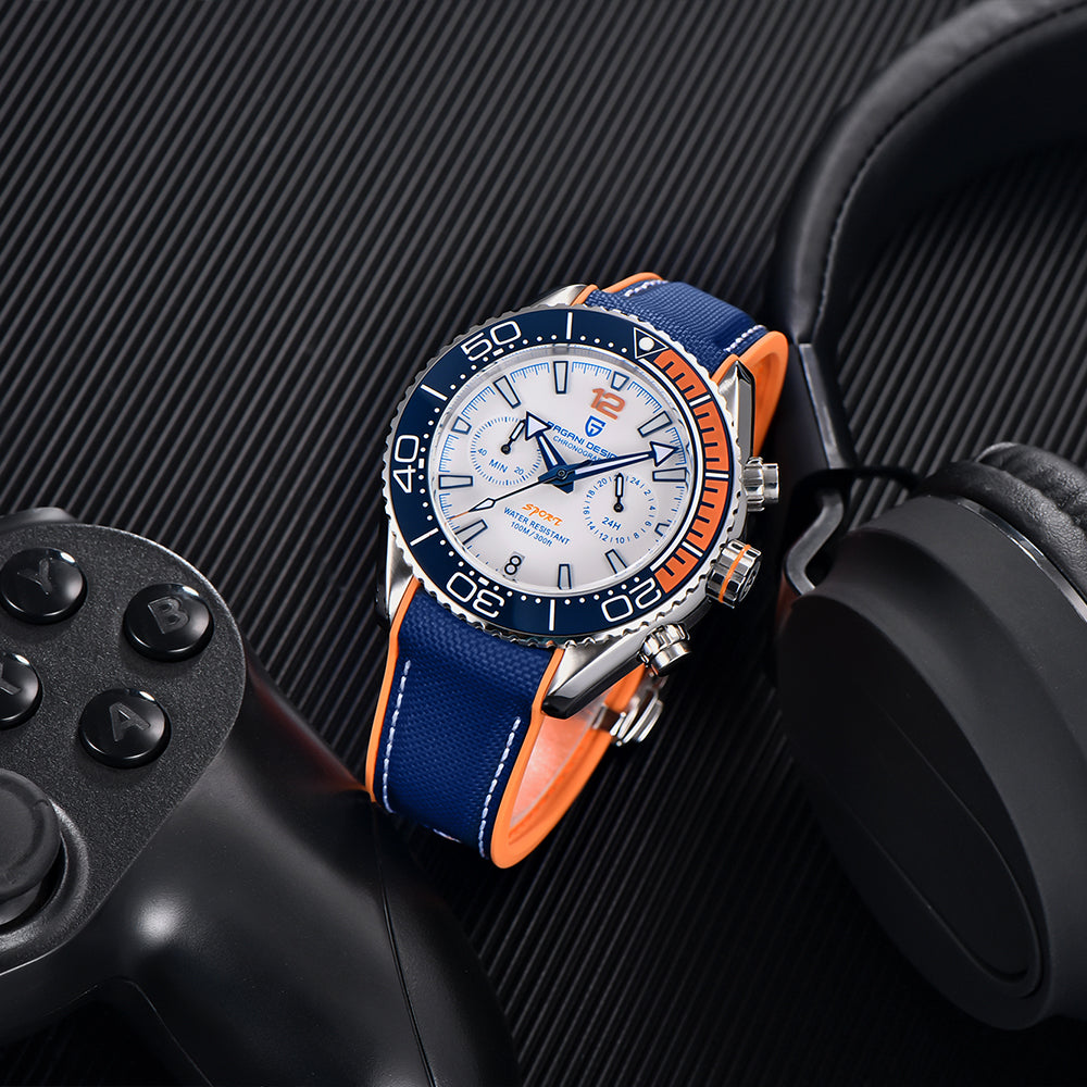PAGANI DESIGN PD 1711 Men's Quartz Watch 42mm Ceramic Ring Waterproof chronograph Watch Sapphire Glass Watch