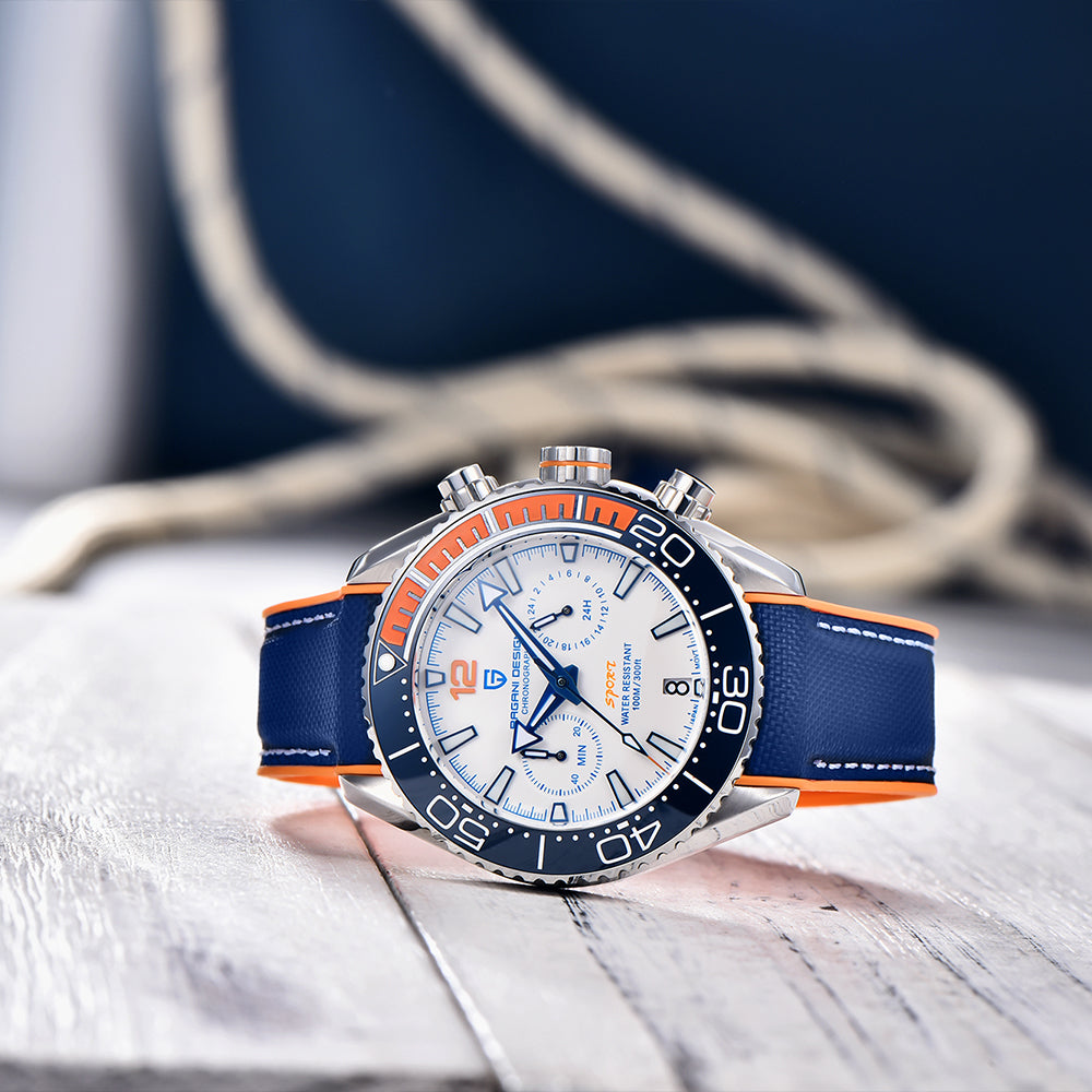 PAGANI DESIGN PD 1711 Men's Quartz Watch 42mm Ceramic Ring Waterproof chronograph Watch Sapphire Glass Watch