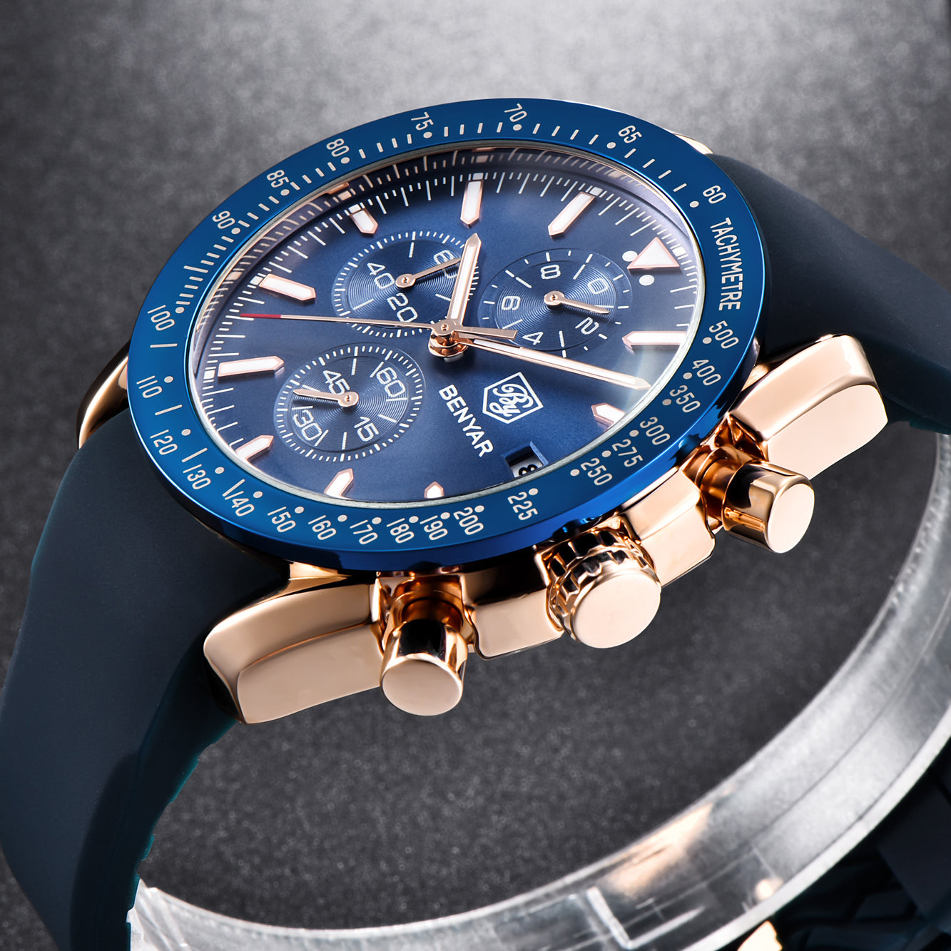 BENYAR BY-5140 New Men’s Quartz watches Chronograph Mens Watches Top Brand Luxury Fashion 45mm Military Watch Men Clock