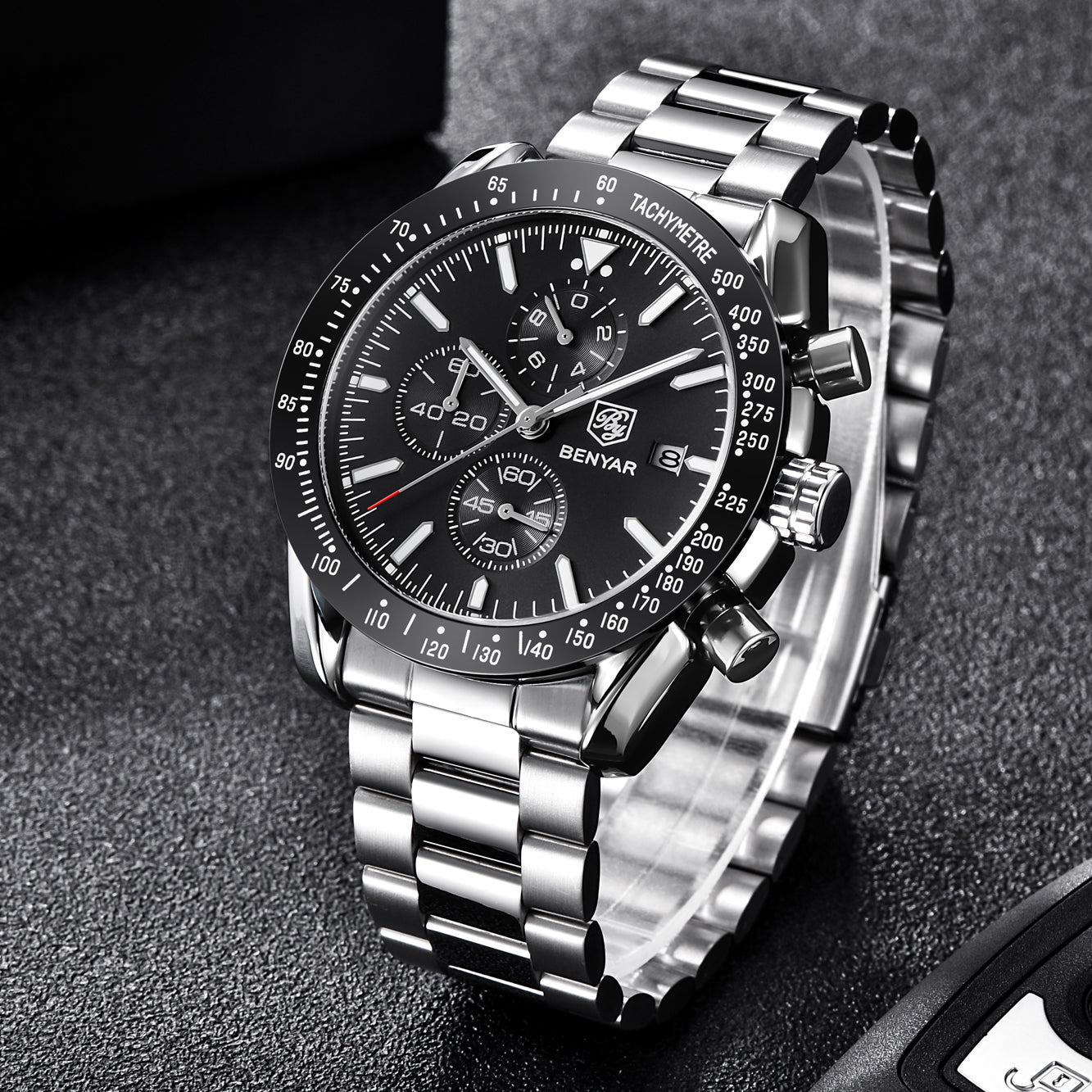 BENYAR BY-5140 New Men’s Quartz watches Chronograph Mens Watches Top Brand Luxury Fashion 45mm Military Watch Men Clock