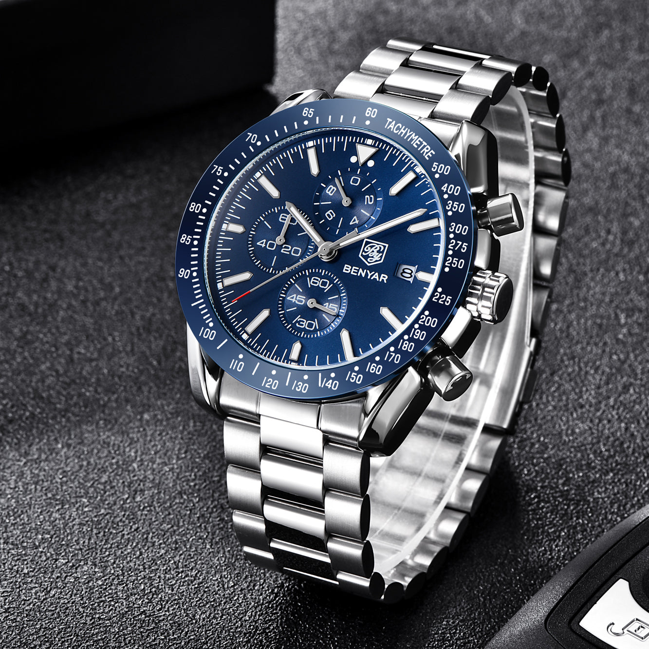 BENYAR BY-5140 New Men’s Quartz watches Chronograph Mens Watches Top Brand Luxury Fashion 45mm Military Watch Men Clock