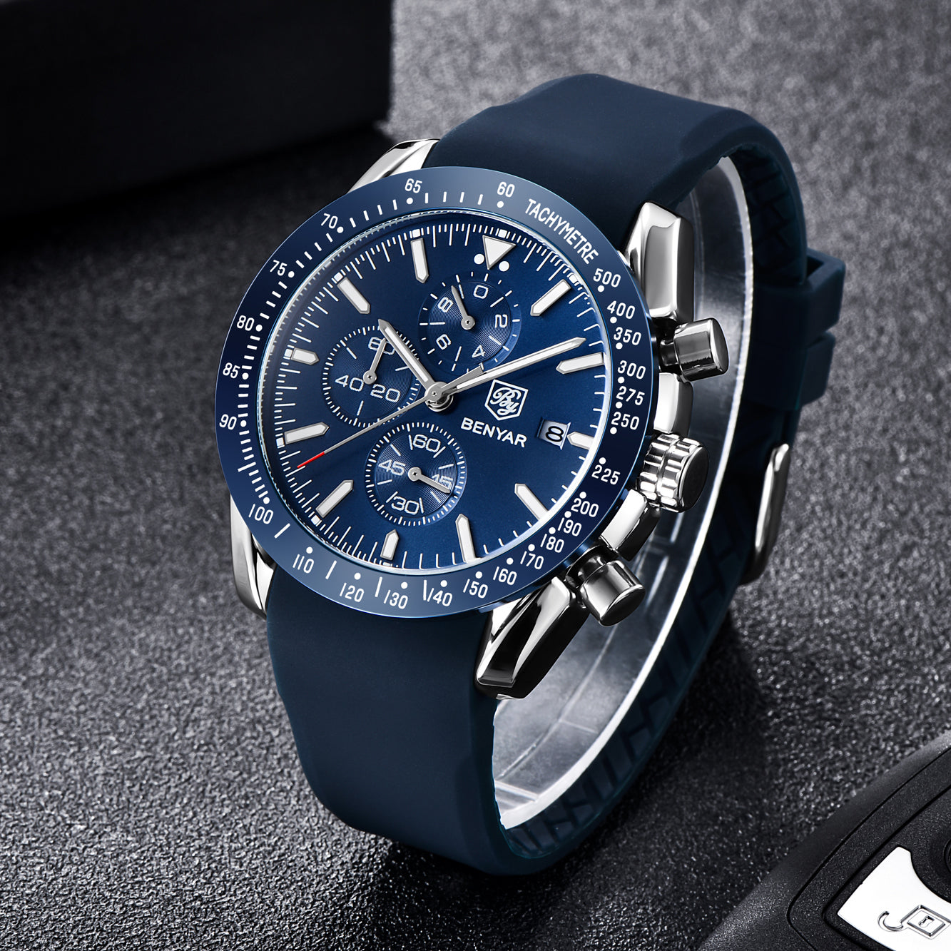 BENYAR BY-5140 New Men’s Quartz watches Chronograph Mens Watches Top Brand Luxury Fashion 45mm Military Watch Men Clock