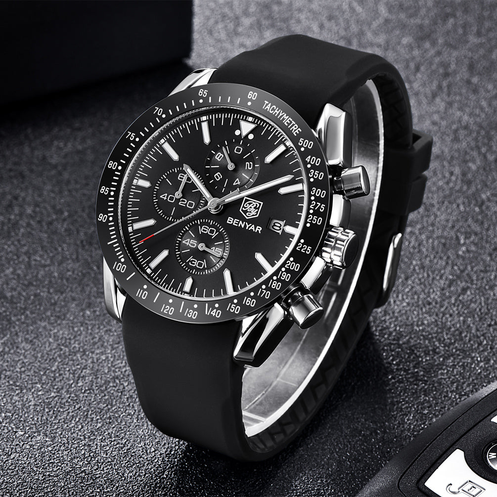 BENYAR BY-5140 New Men’s Quartz watches Chronograph Mens Watches Top Brand Luxury Fashion 45mm Military Watch Men Clock