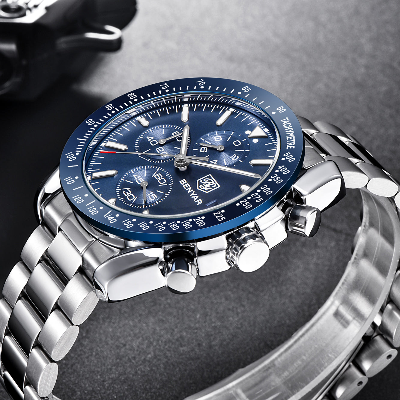 BENYAR BY-5140 New Men’s Quartz watches Chronograph Mens Watches Top Brand Luxury Fashion 45mm Military Watch Men Clock