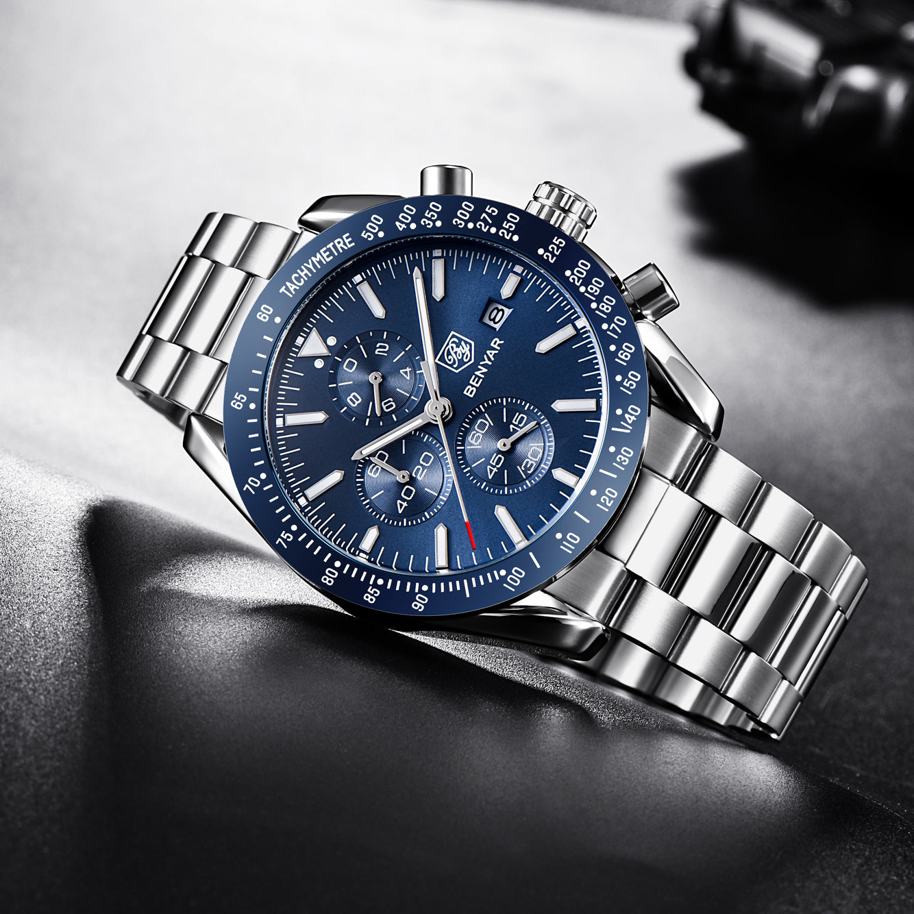 BENYAR BY-5140 New Men’s Quartz watches Chronograph Mens Watches Top Brand Luxury Fashion 45mm Military Watch Men Clock
