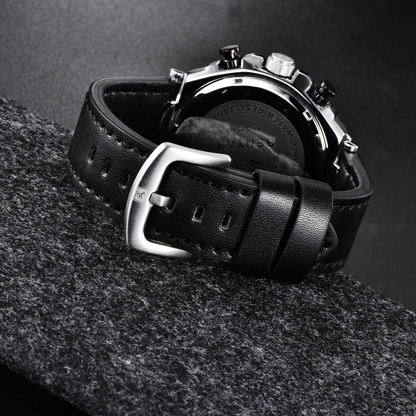 BENYAR BY 5151 Luxury Men Watch Leather Quartz Clock Fashion Chronograph Wristwatch 45MM Male Sport Military