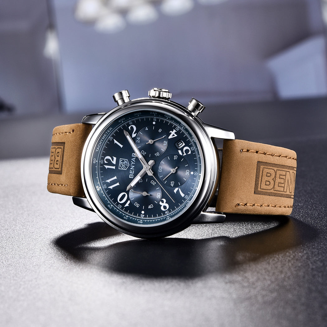 BENYAR BY 5190 Mens Watches Top Brand Luxury Chronograph Sport Quartz Watch 42mm For Men Military Watch Luminous Clock