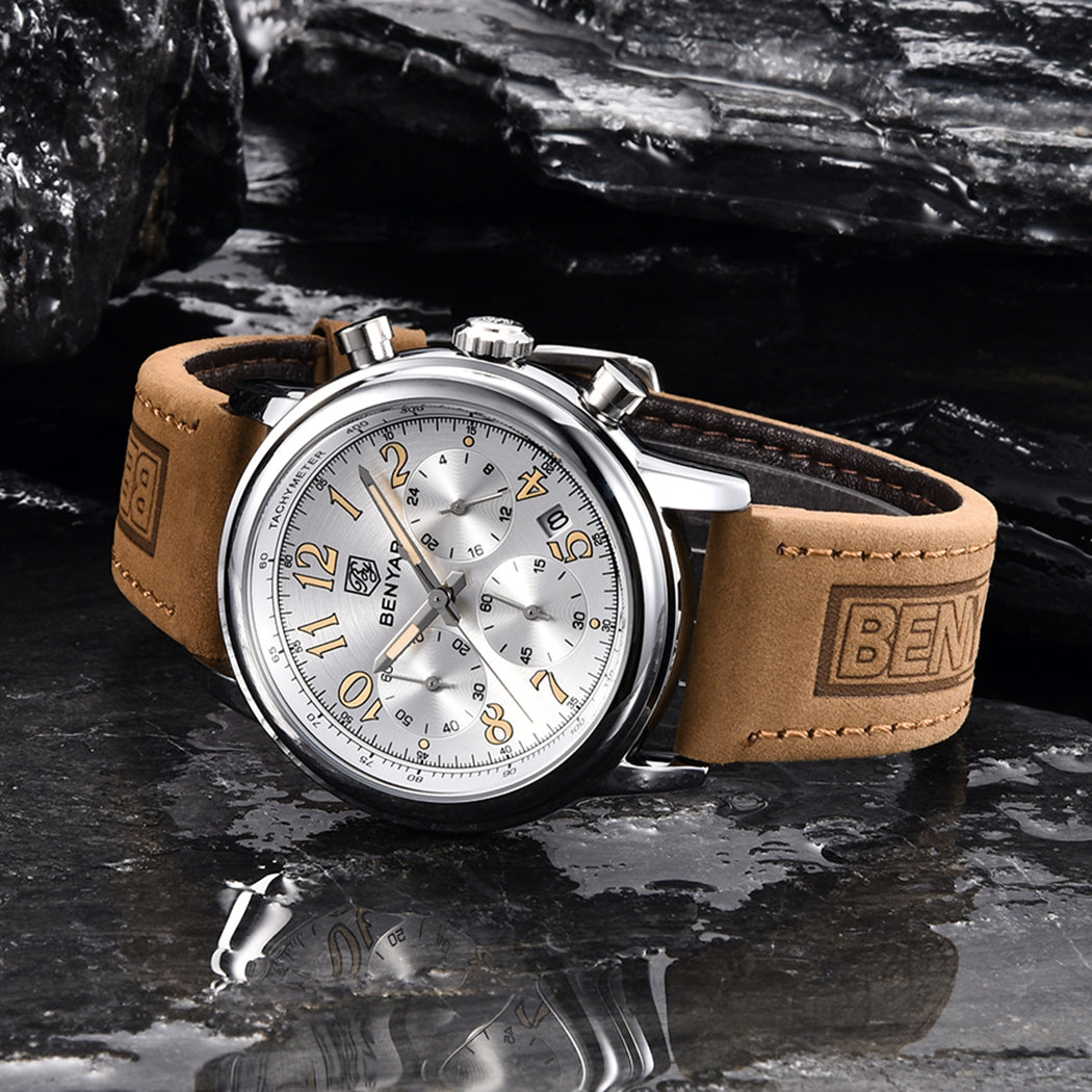 BENYAR BY 5190 Mens Watches Top Brand Luxury Chronograph Sport Quartz Watch 42mm For Men Military Watch Luminous Clock