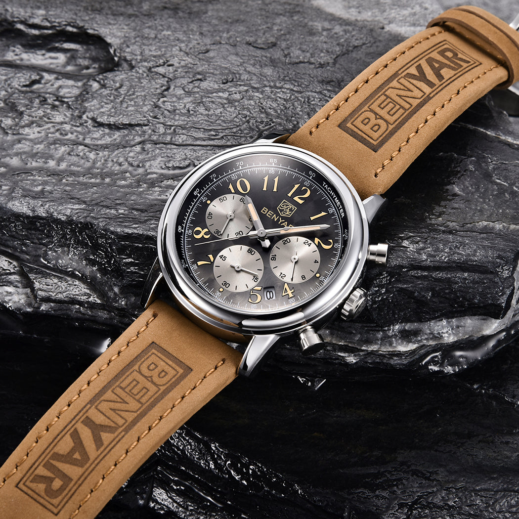 BENYAR BY 5190 Mens Watches Top Brand Luxury Chronograph Sport Quartz Watch 42mm For Men Military Watch Luminous Clock