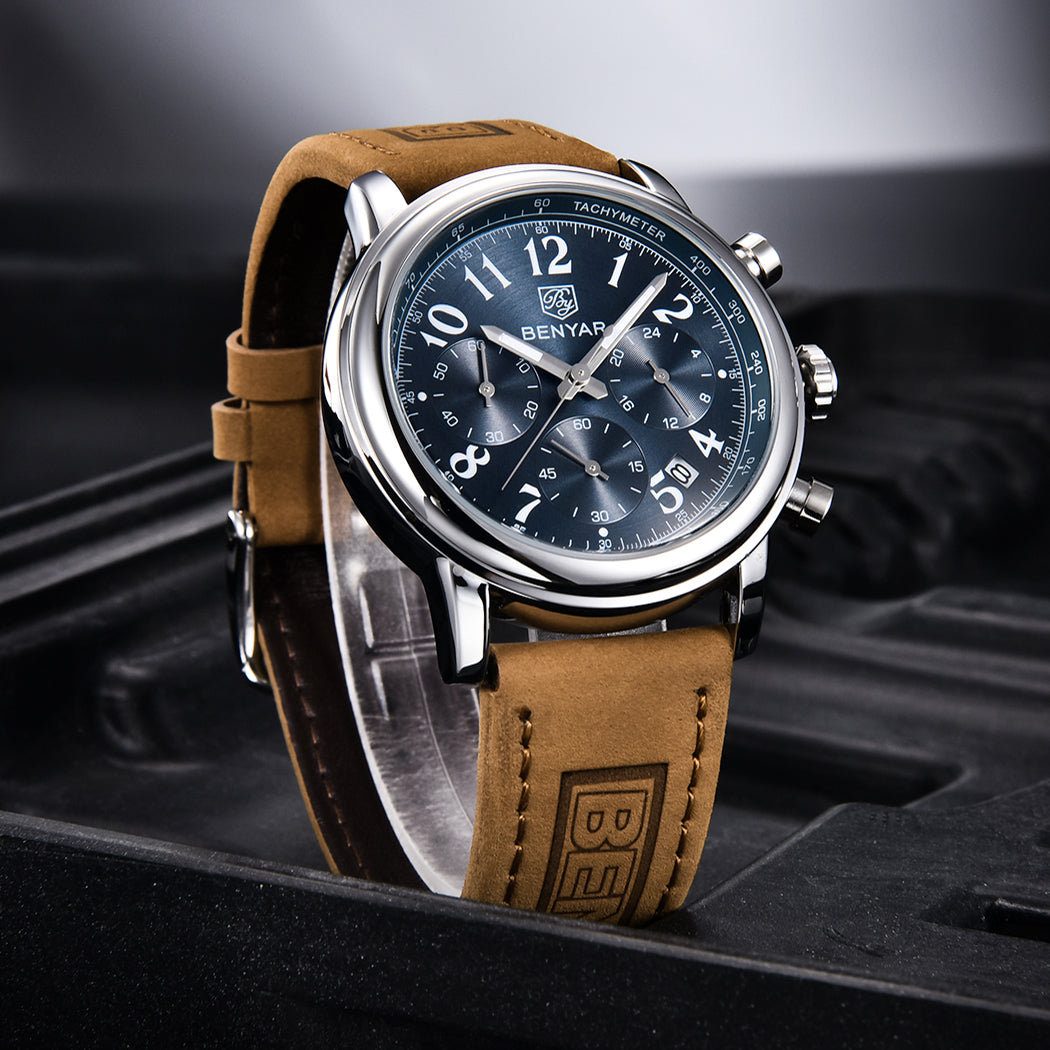BENYAR BY 5190 Mens Watches Top Brand Luxury Chronograph Sport Quartz Watch 42mm For Men Military Watch Luminous Clock
