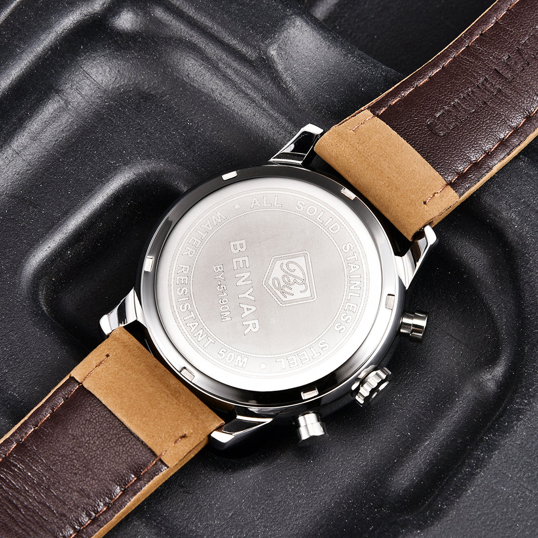 BENYAR BY 5190 Mens Watches Top Brand Luxury Chronograph Sport Quartz Watch 42mm For Men Military Watch Luminous Clock