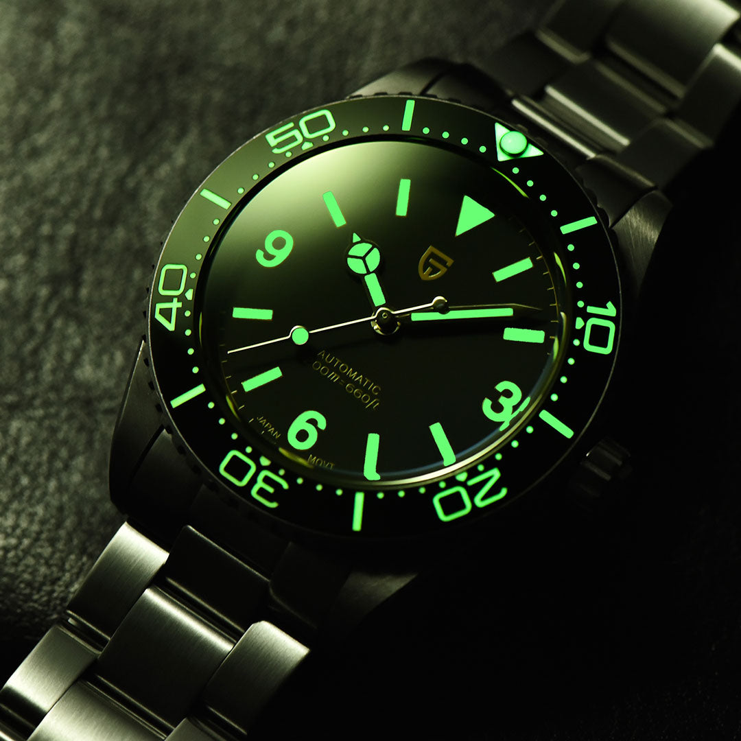 PAGANI DESIGN PD1755 Men's Automatic Watches 40MM Vintage Stainless Steel Waterproof Mechanical Wrist Watches for Men NH35, Sapphire Dial Glass with AR Coating