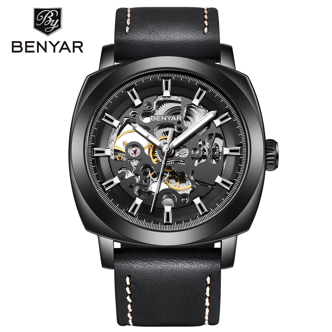 BENYAR BY 5121 New Brand Men's Watches Automatic Mechanical Watch Sport Clock Leather 45mm Casual Business Wrist Watch