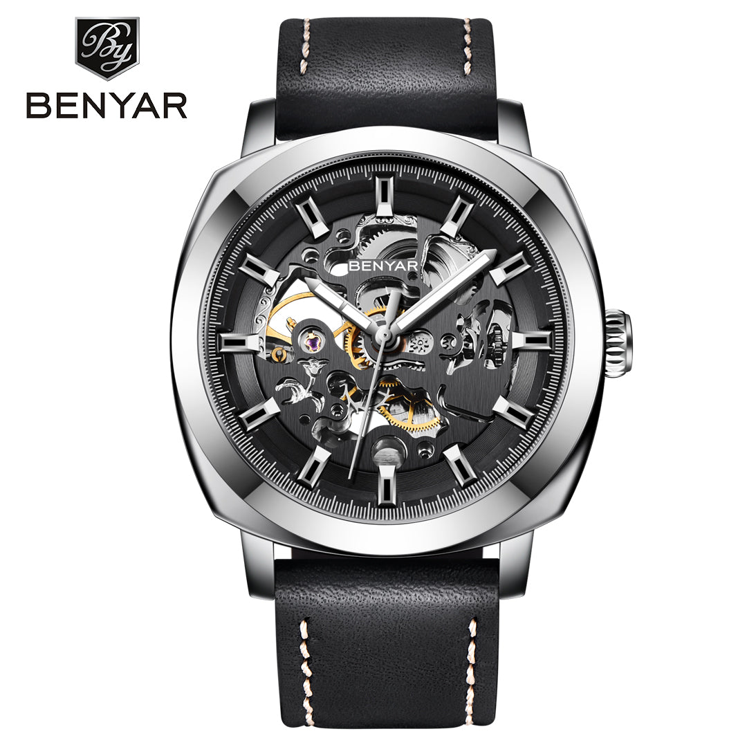 BENYAR BY 5121 New Brand Men's Watches Automatic Mechanical Watch Sport Clock Leather 45mm Casual Business Wrist Watch