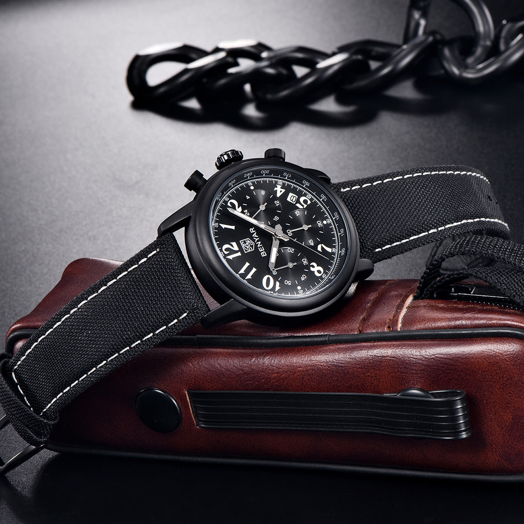 BENYAR BY 5190 Mens Watches Top Brand Luxury Chronograph Sport Quartz Watch 42mm For Men Military Watch Luminous Clock
