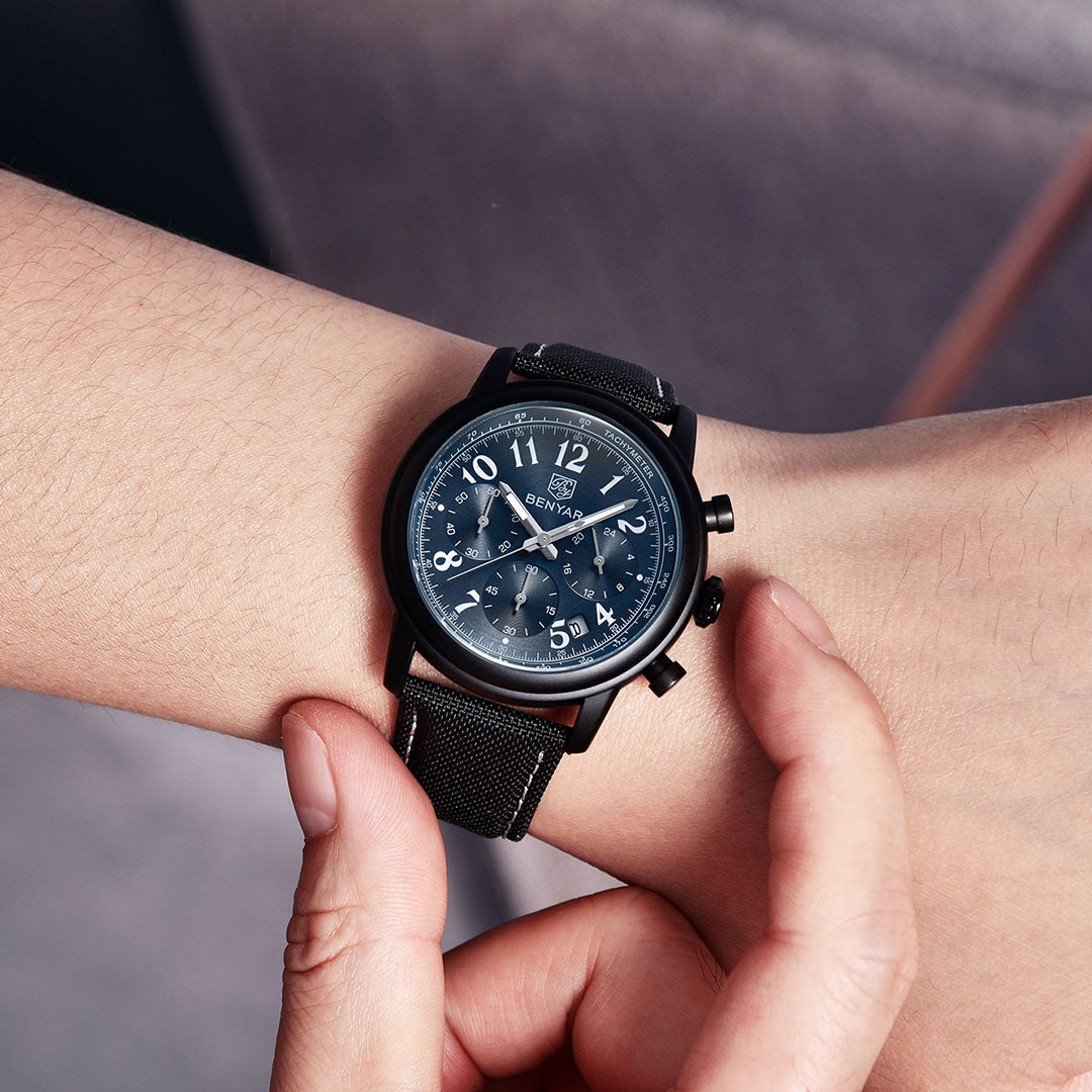BENYAR BY 5190 Mens Watches Top Brand Luxury Chronograph Sport Quartz Watch 42mm For Men Military Watch Luminous Clock