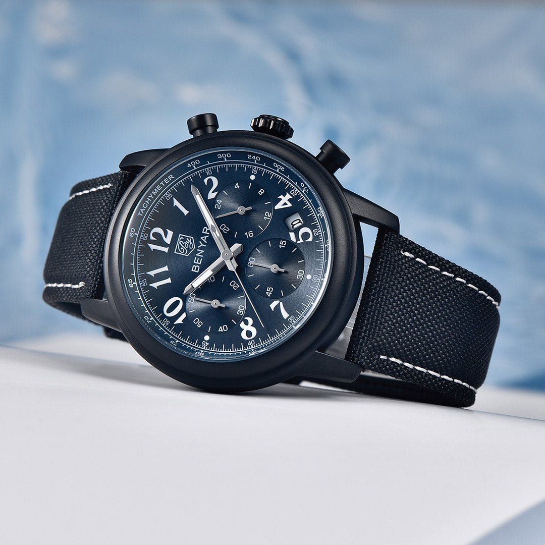 BENYAR BY 5190 Mens Watches Top Brand Luxury Chronograph Sport Quartz Watch 42mm For Men Military Watch Luminous Clock