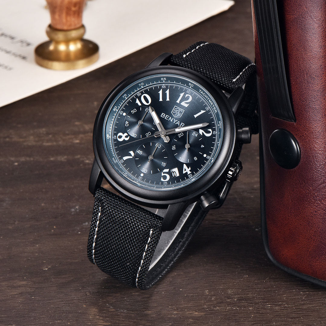 BENYAR BY 5190 Mens Watches Top Brand Luxury Chronograph Sport Quartz Watch 42mm For Men Military Watch Luminous Clock