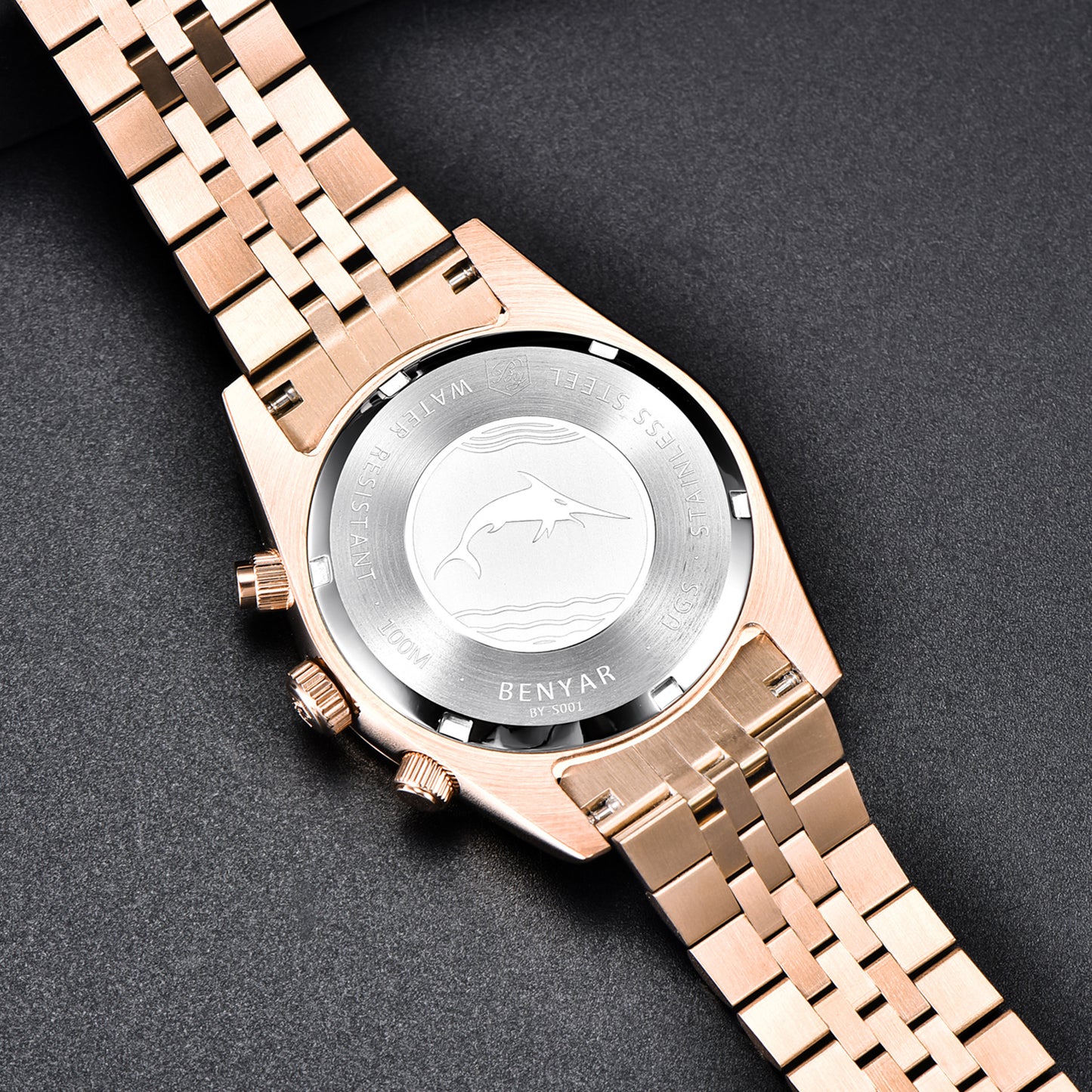 BENYAR BY S001 Men's Quartz Watches Top Brand Luxury Waterproof Men 40.5MM Stainless Steel Sapphire Chronograph Clock