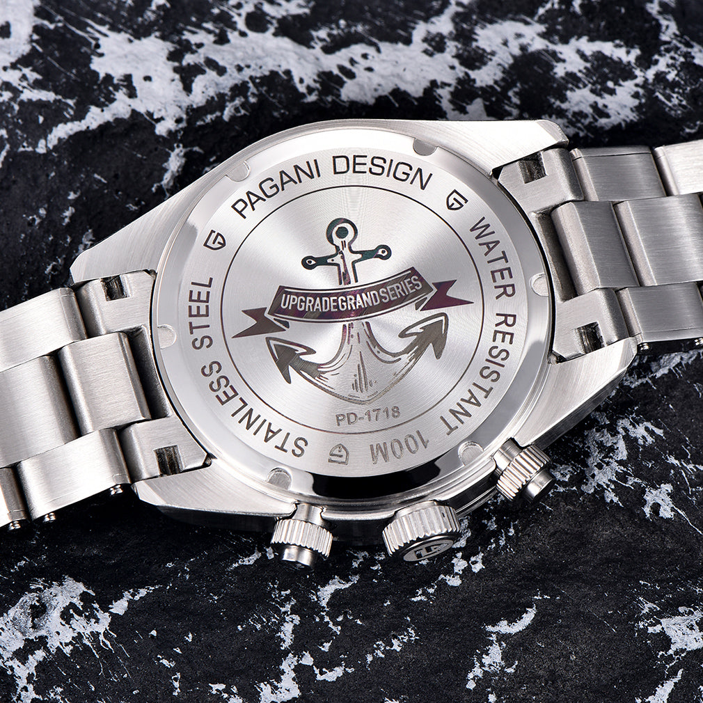 PAGANI DESIGN PD 1718 New Men's Quartz Watches 39.5MM full Stainless Steel Waterproof Wrist Watch for Men SEIKO VK64 Movement
