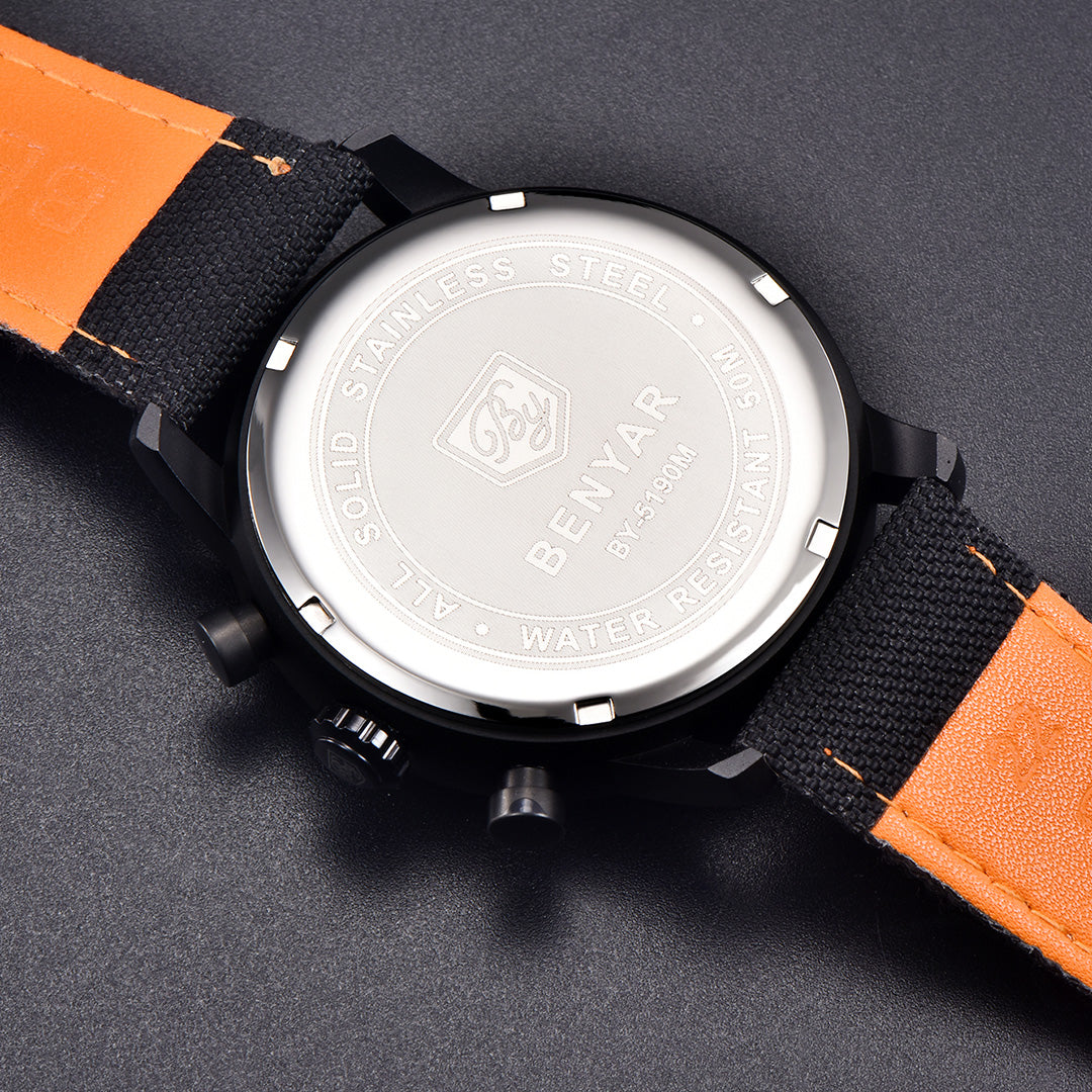 BENYAR BY 5190 Mens Watches Top Brand Luxury Chronograph Sport Quartz Watch 42mm For Men Military Watch Luminous Clock
