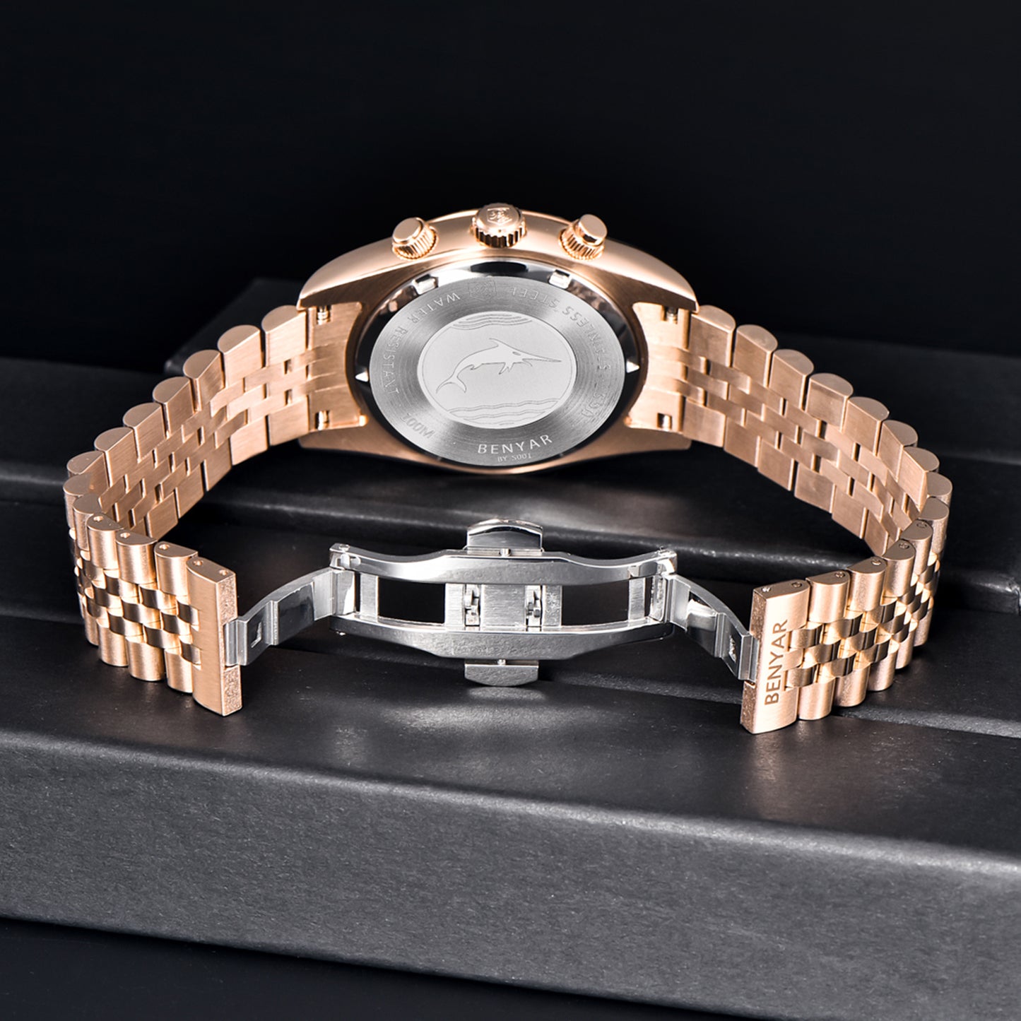 BENYAR BY S001 Men's Quartz Watches Top Brand Luxury Waterproof Men 40.5MM Stainless Steel Sapphire Chronograph Clock