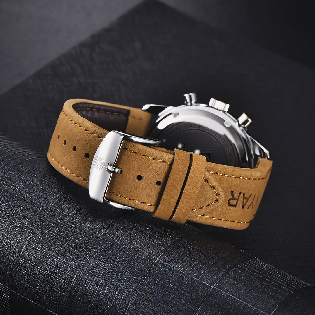 BENYAR BY 5188 Men Watch Chronograph Date Waterproof Sport Genuine Leather 42mm Male Wristwatch Top Brand Luxury Military Man Clock Gift