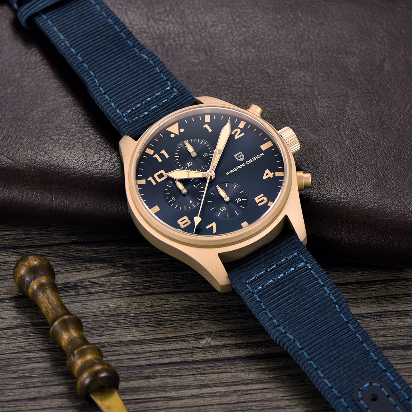 PAGANI DESIGN PD1703 Men's Quartz Watches 42MM Stainless Steel Sports Chronograph Pilot Wrist Watch for Men Waterproof Wristwatch