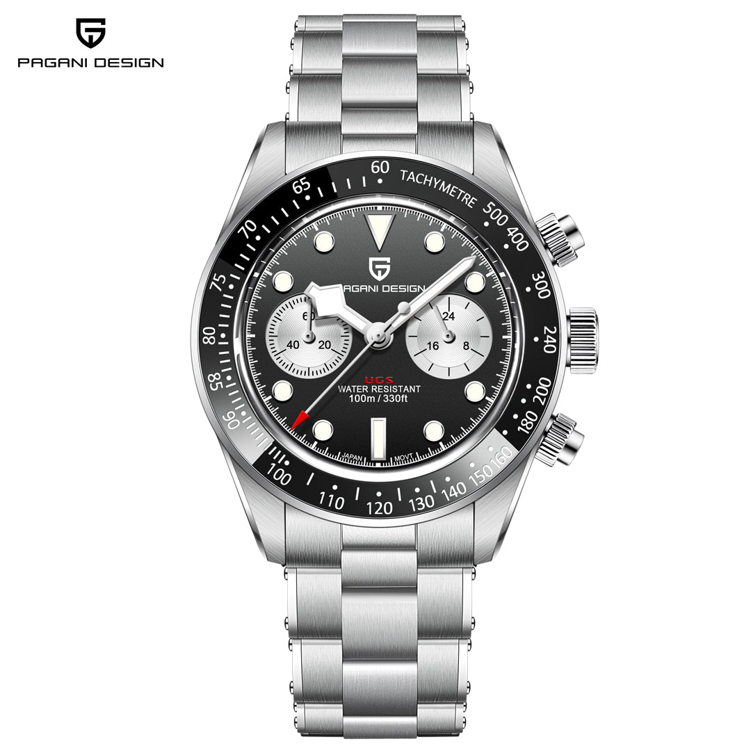 PAGANI DESIGN PD 1718 New Men's Quartz Watches 39.5MM full Stainless Steel Waterproof Wrist Watch for Men SEIKO VK64 Movement