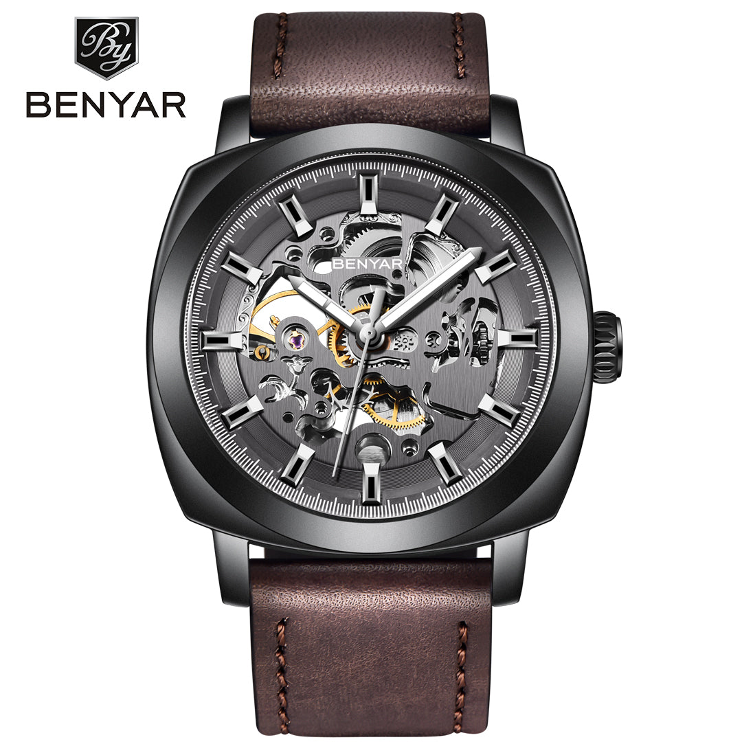 BENYAR BY 5121 New Brand Men's Watches Automatic Mechanical Watch Sport Clock Leather 45mm Casual Business Wrist Watch