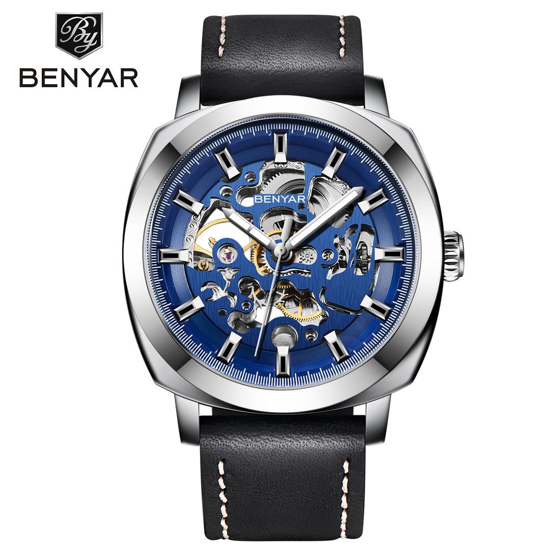 BENYAR BY 5121 New Brand Men's Watches Automatic Mechanical Watch Sport Clock Leather 45mm Casual Business Wrist Watch