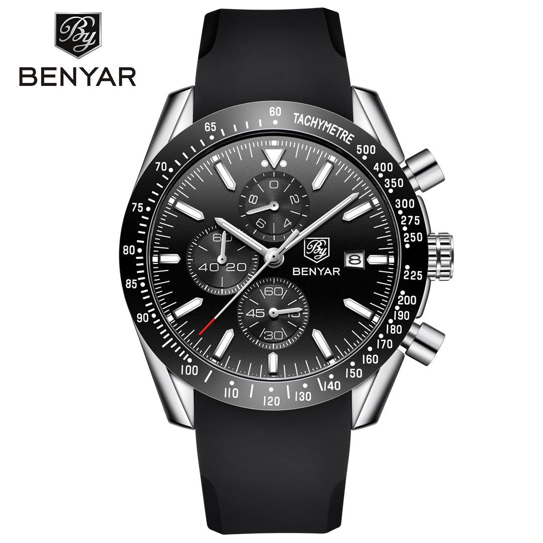BENYAR BY-5140 New Men’s Quartz watches Chronograph Mens Watches Top Brand Luxury Fashion 45mm Military Watch Men Clock