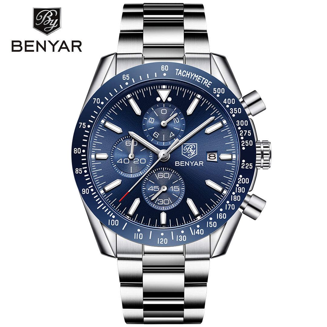 BENYAR BY-5140 New Men’s Quartz watches Chronograph Mens Watches Top Brand Luxury Fashion 45mm Military Watch Men Clock