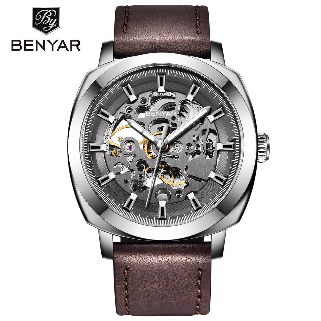 BENYAR BY 5121 New Brand Men's Watches Automatic Mechanical Watch Sport Clock Leather 45mm Casual Business Wrist Watch