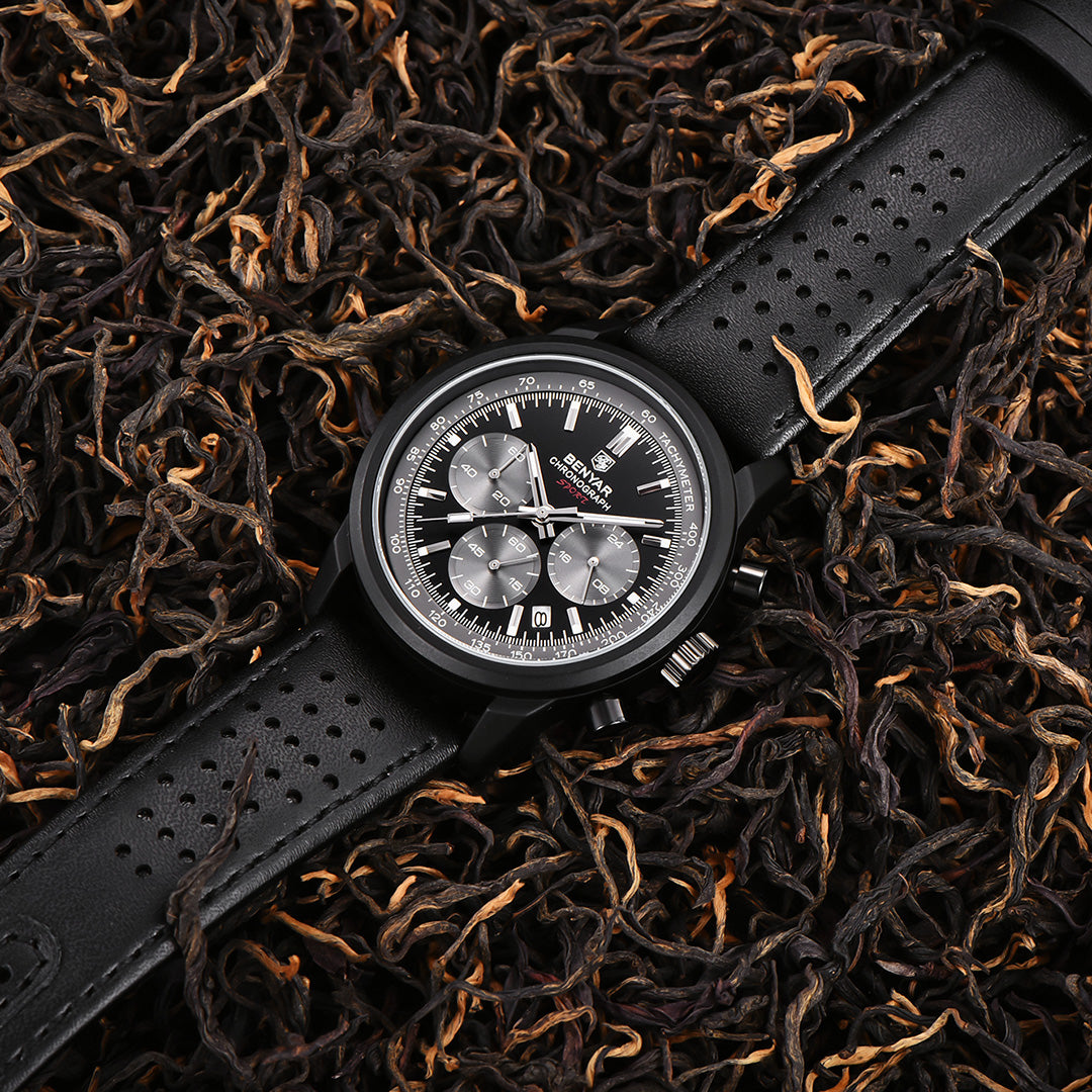 BENYAR BY 5188 Men Watch Chronograph Date Waterproof Sport Genuine Leather 42mm Male Wristwatch Top Brand Luxury Military Man Clock Gift
